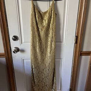 Vintage Gold Sequin Lace Slip Dress